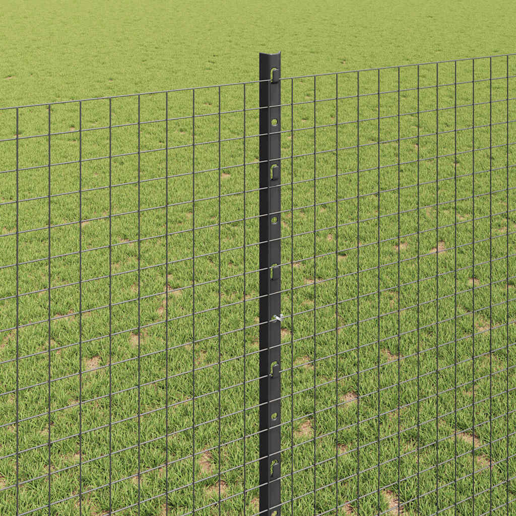 vidaXL Zaun mit Pfosten Grau 1,4 x 50 m Stahl und PVC