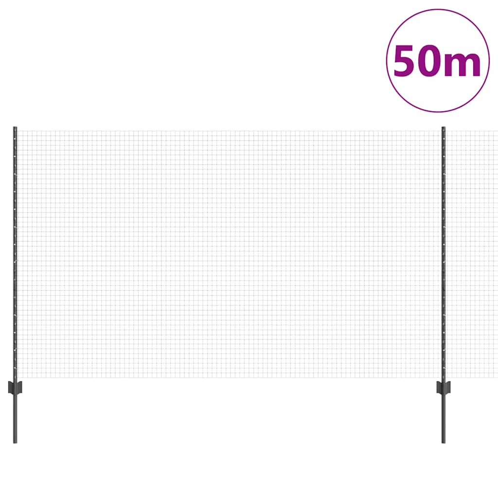 vidaXL Zaun mit Pfosten Grau 1,4 x 50 m Stahl und PVC
