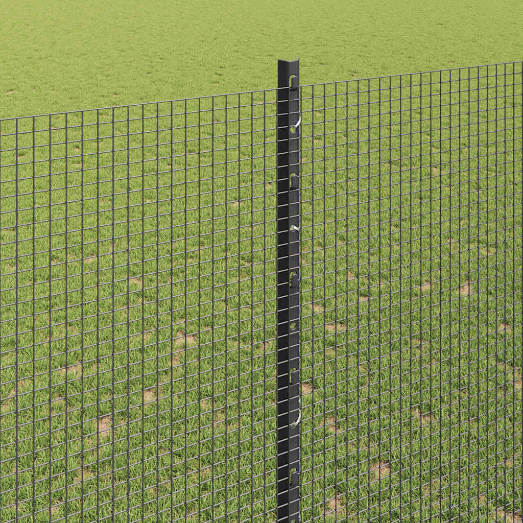 vidaXL Zaun mit Pfosten Grau 1,5 x 50 m Stahl und PVC