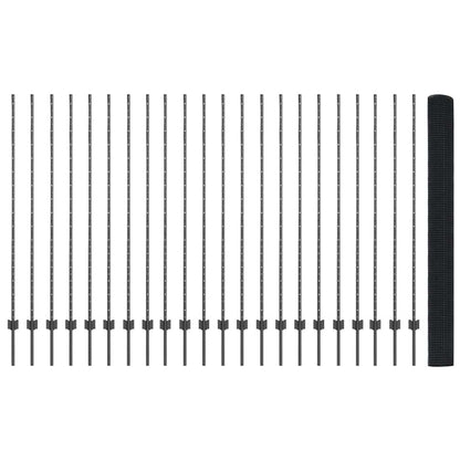 vidaXL Zaun mit Pfosten Grau 1,5 x 50 m Stahl und PVC