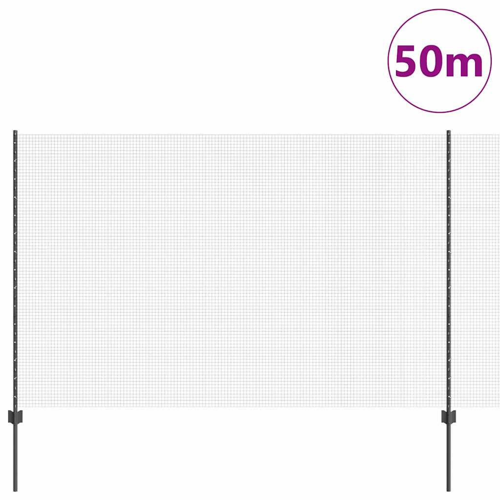 vidaXL Zaun mit Pfosten Grau 1,5 x 50 m Stahl und PVC