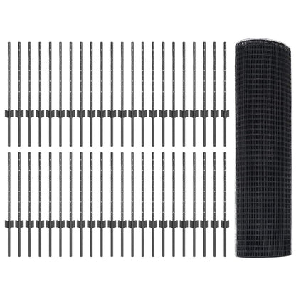 vidaXL Clôture avec poteaux Gris 0,5 x 100 m Acier et PVC