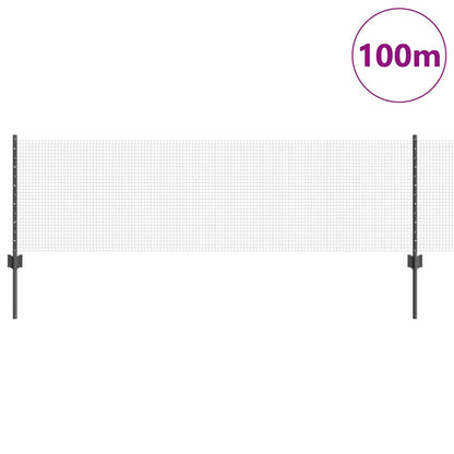 vidaXL Zaun mit Pfosten Grau 0,6 x 100 m Stahl und PVC