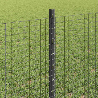 vidaXL Zaun mit Pfosten Grau 0,6 x 100 m Stahl und PVC