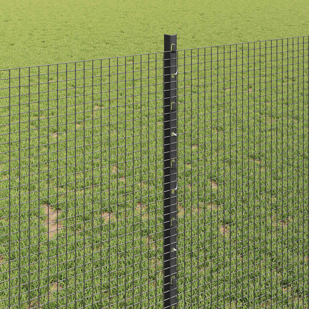 vidaXL Zaun mit Pfosten Grau 1 x 100 m Stahl und PVC