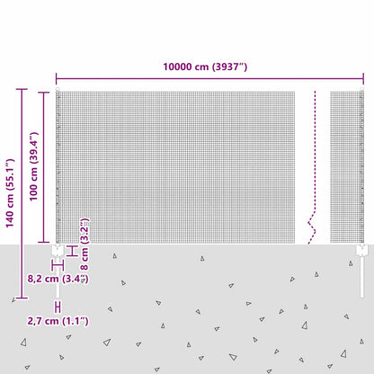 vidaXL Zaun mit Pfosten Grau 1 x 100 m Stahl und PVC