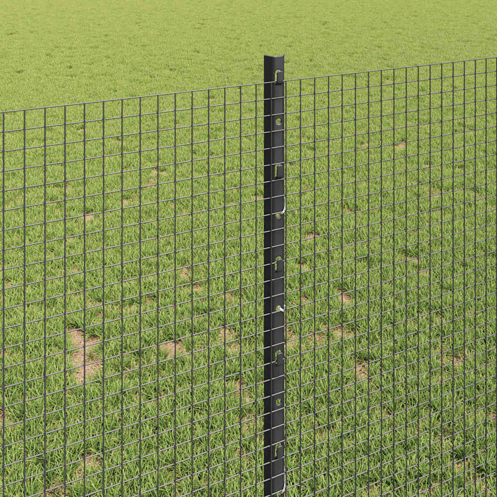vidaXL Zaun mit Pfosten Grau 1 x 100 m Stahl und PVC