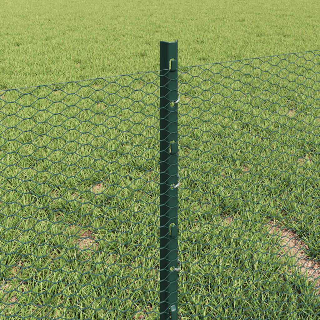 vidaXL Zaun mit Pfosten Grün 0,4 x 10 m Stahl und PVC