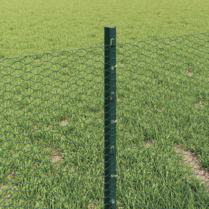 vidaXL Zaun mit Pfosten Grün 0,4 x 10 m Stahl und PVC