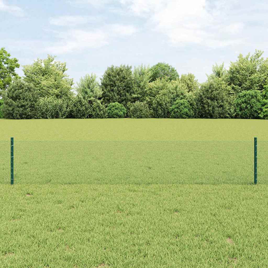 vidaXL Zaun mit Pfosten Grün 0,4 x 10 m Stahl und PVC