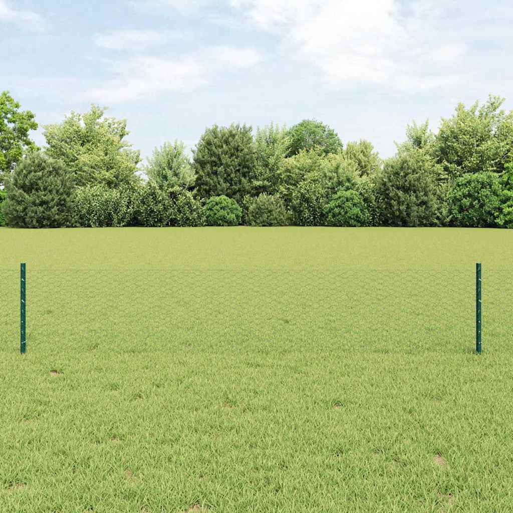 vidaXL Clôture avec poteaux vert 0,4 x 10 m acier et PVC