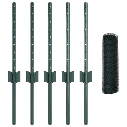 vidaXL Clôture avec poteaux vert 0,4 x 10 m acier et PVC