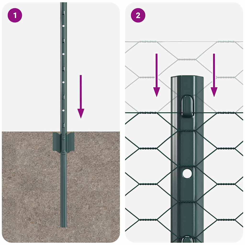 vidaXL Clôture avec poteaux vert 0,4 x 10 m acier et PVC