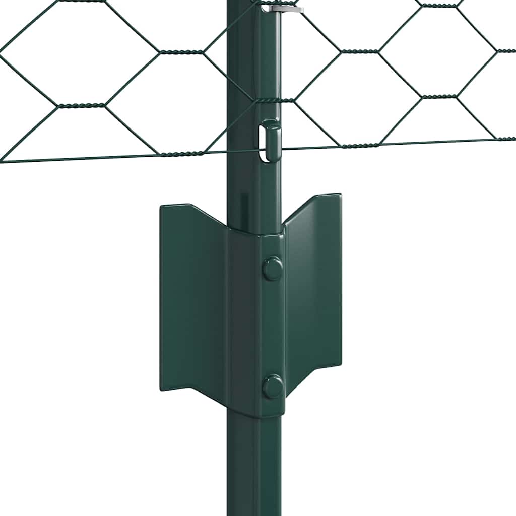 vidaXL Zaun mit Pfosten Grün 0,4 x 10 m Stahl und PVC