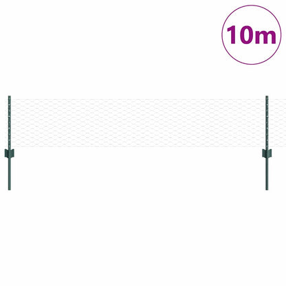 vidaXL Zaun mit Pfosten Grün 0,4 x 10 m Stahl und PVC