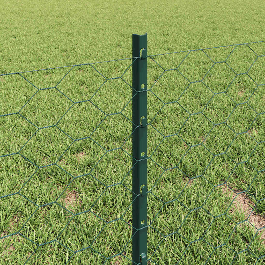 vidaXL Clôture avec poteaux vert 0,4 x 10 m en acier et PVC