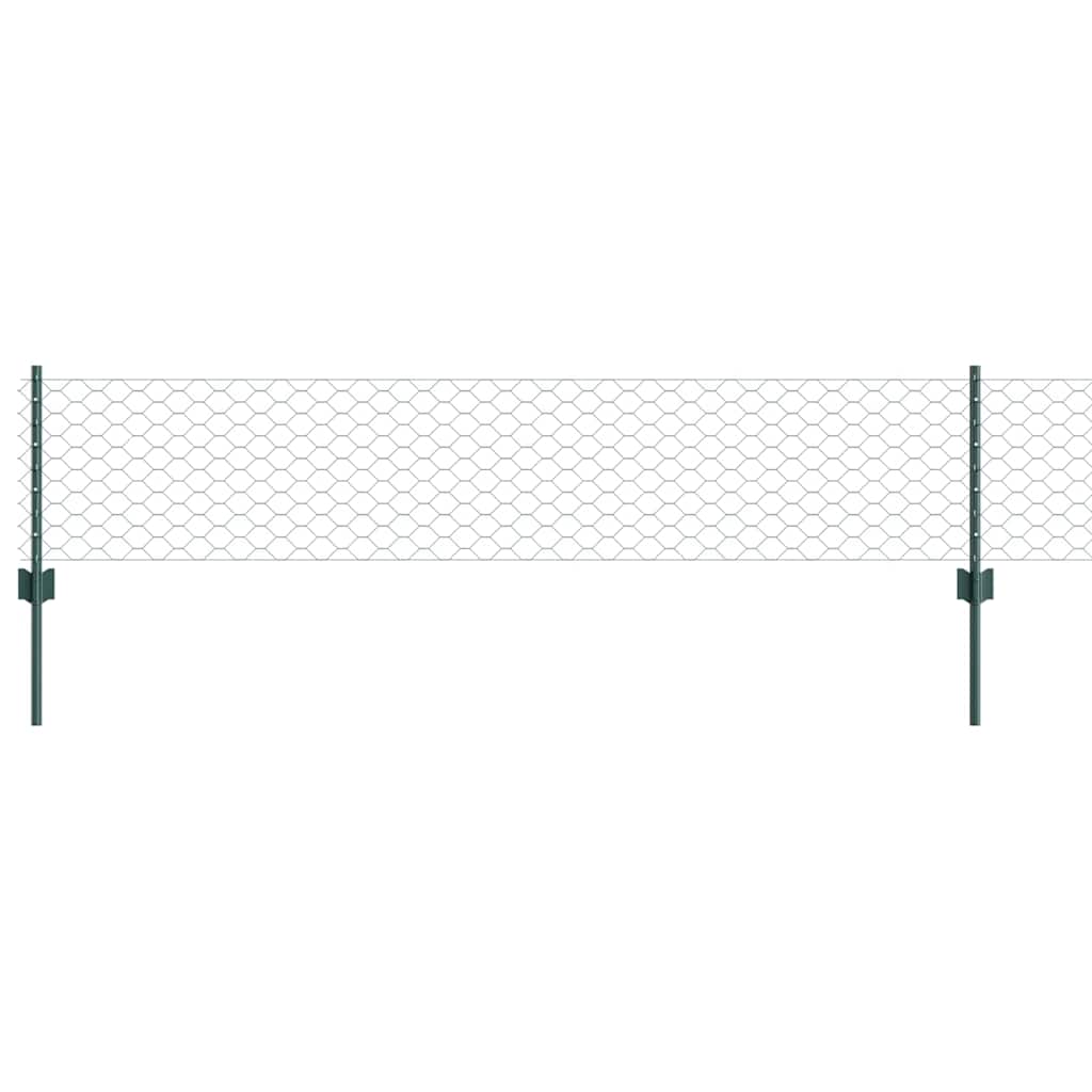 vidaXL Clôture avec poteaux vert 0,4 x 10 m en acier et PVC