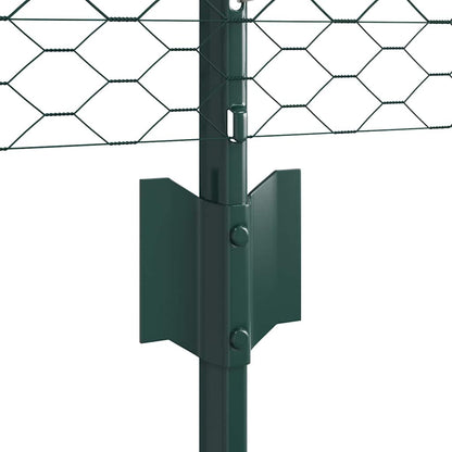 vidaXL Zaun mit Pfosten Grün 0,5 x 10 m Stahl und PVC