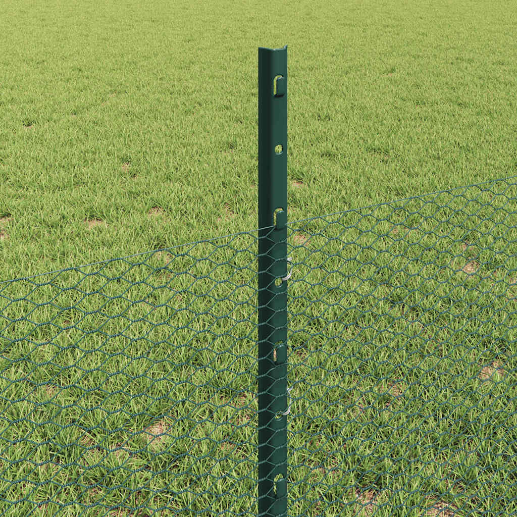 vidaXL Zaun mit Pfosten Grün 0,5 x 10 m Stahl und PVC