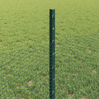vidaXL Zaun mit Pfosten Grün 0,5 x 10 m Stahl und PVC