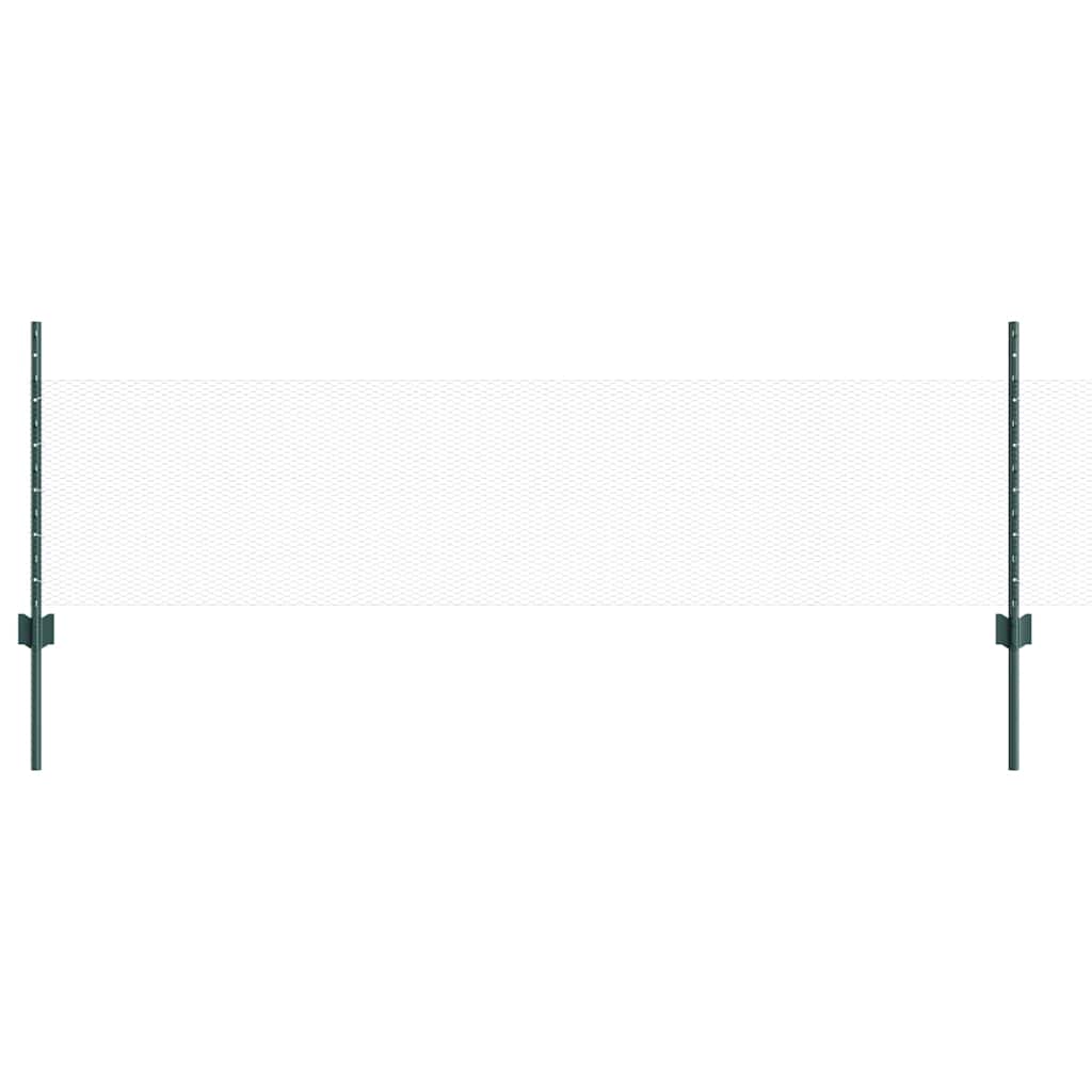 vidaXL Zaun mit Pfosten Grün 0,5 x 10 m Stahl und PVC