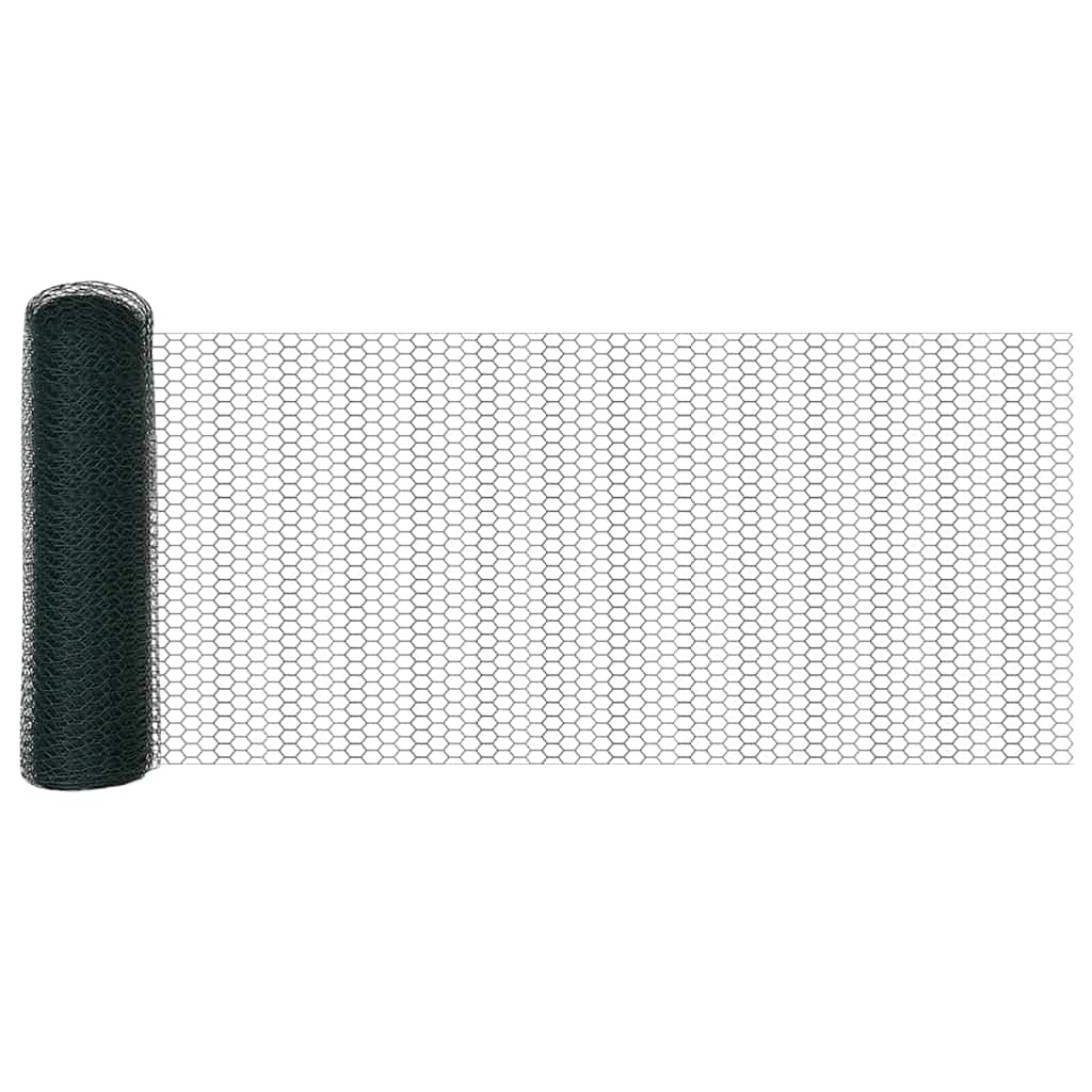 vidaXL Zaun mit Pfosten Grün 0,5 x 10 m Stahl und PVC