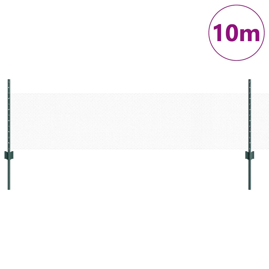 vidaXL Zaun mit Pfosten Grün 0,5 x 10 m Stahl und PVC