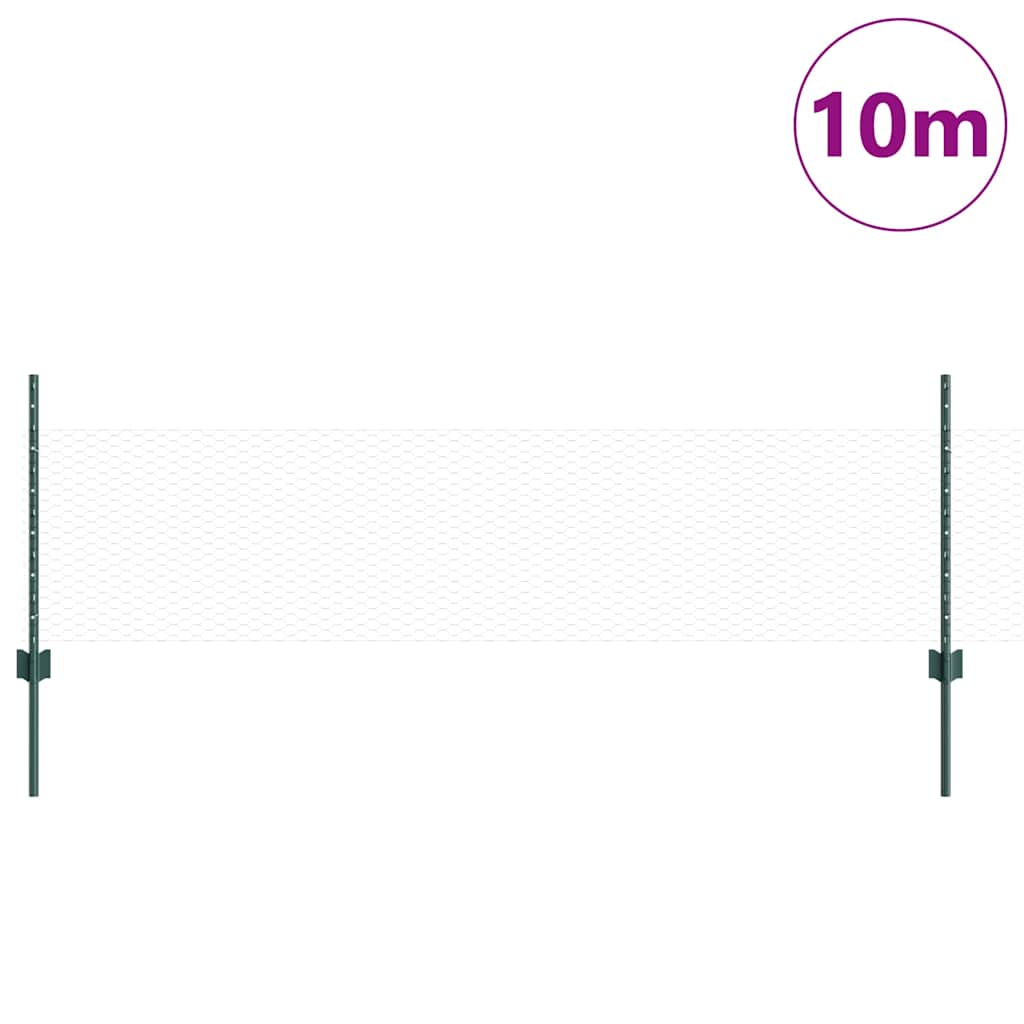 vidaXL Clôture avec poteaux vert 0,5 x 10 m acier et PVC