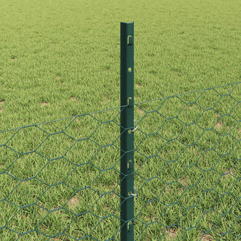 vidaXL Zaun mit Pfosten Grün 0,5 x 10 m Stahl und PVC