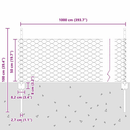 vidaXL Clôture avec poteaux vert 0,5 x 10 m acier et PVC
