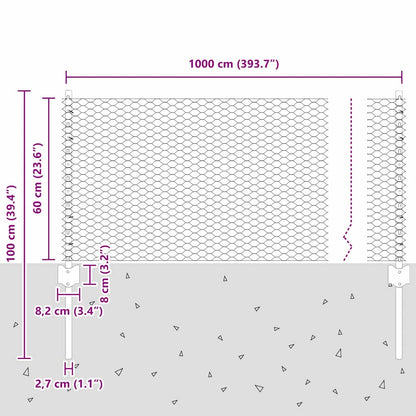 vidaXL Zaun mit Pfosten Grün 0,6 x 10 m Stahl und PVC