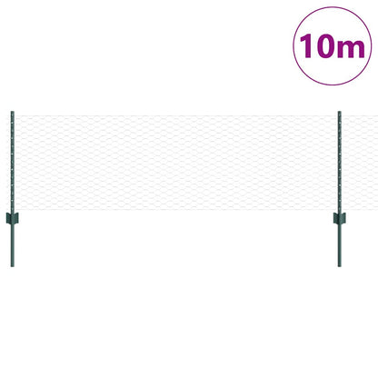 vidaXL Zaun mit Pfosten Grün 0,6 x 10 m Stahl und PVC