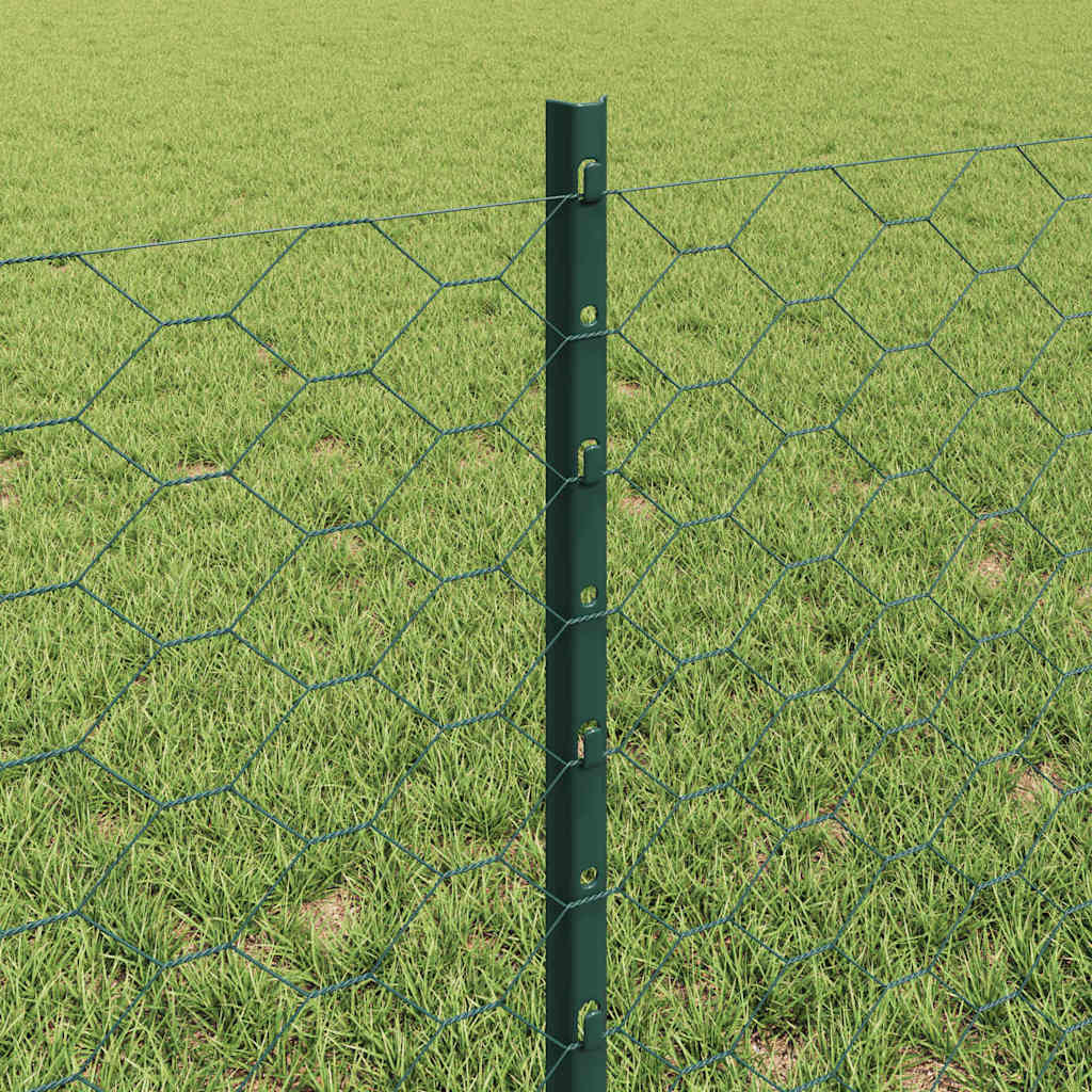 vidaXL Zaun mit Pfosten Grün 0,6 x 10 m Stahl und PVC