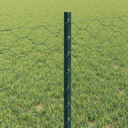 vidaXL Zaun mit Pfosten Grün 0,6 x 10 m Stahl und PVC
