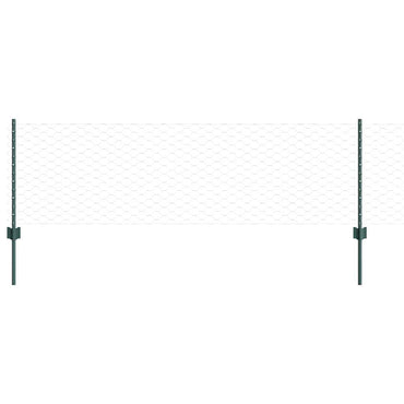 vidaXL Zaun mit Pfosten Grün 0,6 x 10 m Stahl und PVC