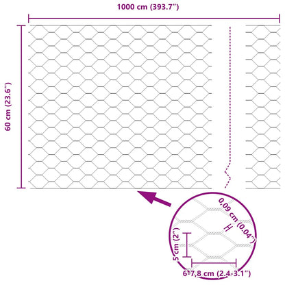 vidaXL Zaun mit Pfosten Grün 0,6 x 10 m Stahl und PVC