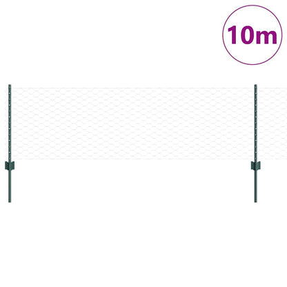 vidaXL Zaun mit Pfosten Grün 0,6 x 10 m Stahl und PVC