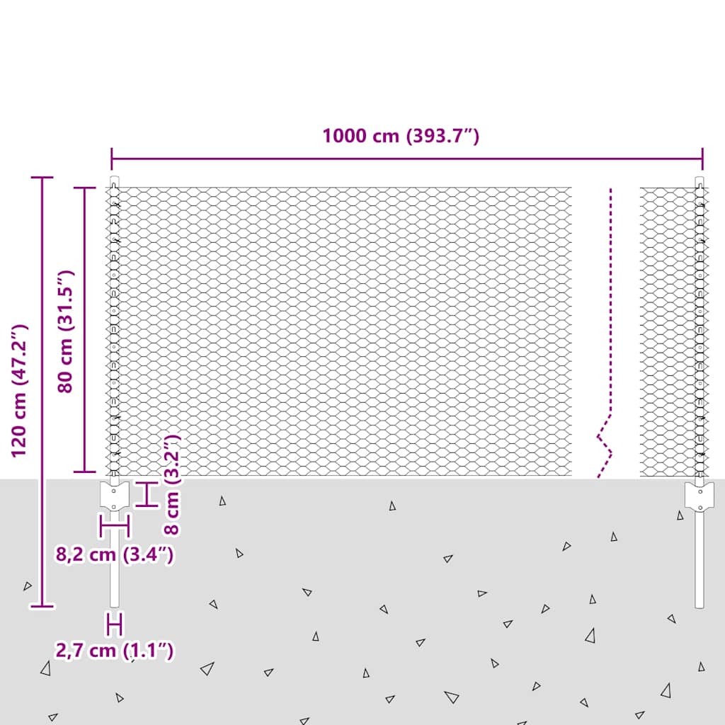 vidaXL Clôture avec poteaux vert 0,8 x 10 m acier et PVC