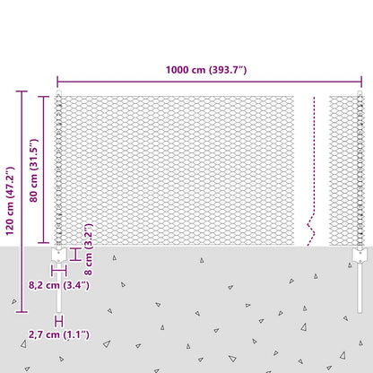vidaXL Clôture avec poteaux vert 0,8 x 10 m acier et PVC