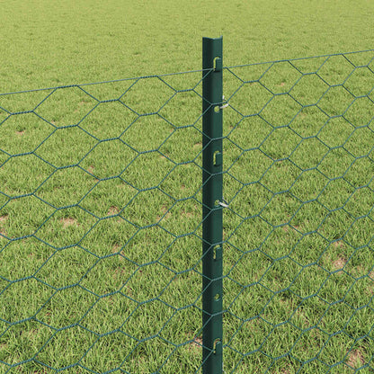 vidaXL Zaun mit Pfosten Grün 0,8 x 10 m Stahl und PVC