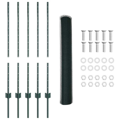 vidaXL Clôture avec poteaux vert 1 x 10 m Acier et PVC