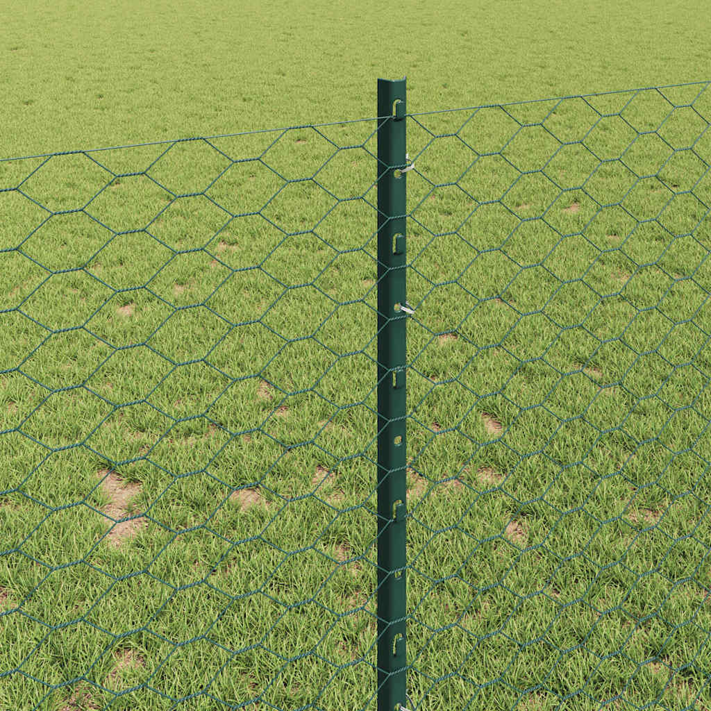 vidaXL Zaun mit Pfosten Grün 1 x 10 m Stahl und PVC
