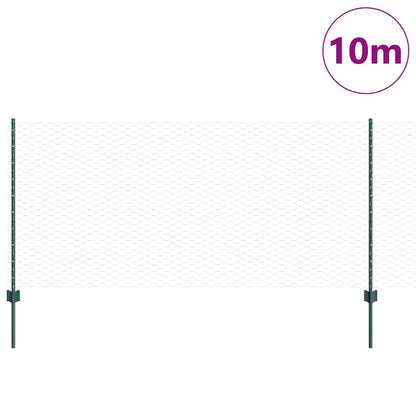 vidaXL Zaun mit Pfosten Grün 1 x 10 m Stahl und PVC