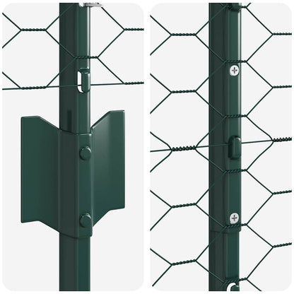 vidaXL Zaun mit Pfosten Grün 1 x 10 m Stahl und PVC