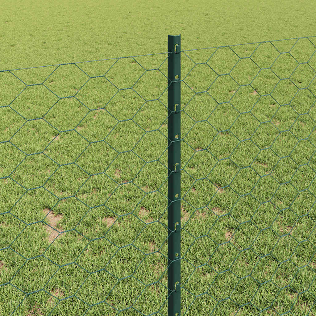 vidaXL Zaun mit Pfosten Grün 1 x 10 m Stahl und PVC