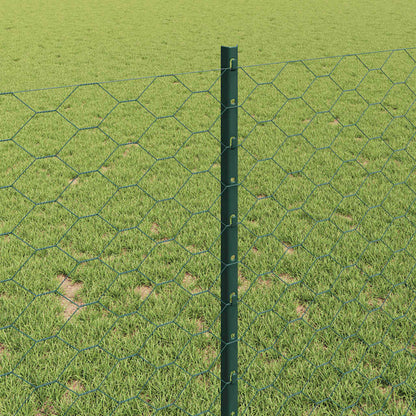 vidaXL Zaun mit Pfosten Grün 1 x 10 m Stahl und PVC