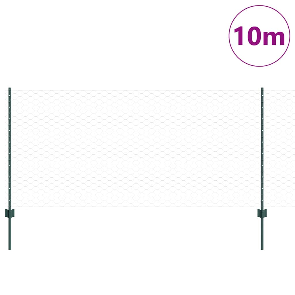 vidaXL Zaun mit Pfosten Grün 1 x 10 m Stahl und PVC