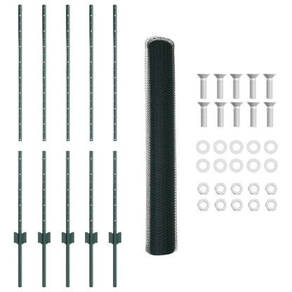 Zaun mit Pfosten Grün 1,2 x 10 m Stahl und PVC