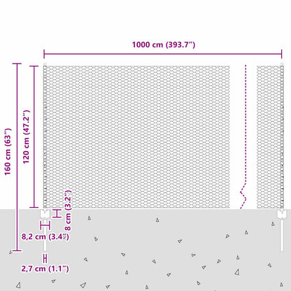 vidaXL Zaun mit Pfosten Grün 1,2 x 10 m Stahl und PVC