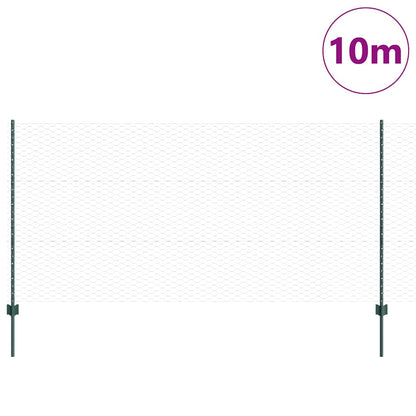 Zaun mit Pfosten Grün 1,2 x 10 m Stahl und PVC